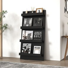 원목 잡지꽂이 거치대 홍보물 전단지 잡지대 카다로그, 1단, 길이 43x높이 120 4단 블랙
