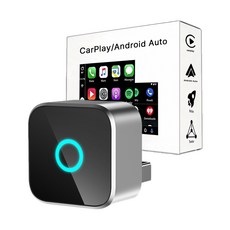 CABULE 차량용 미니 무선 안드로이드 오토 카플레이 2in1 어댑터, 블랙, 1개