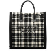 생 로랑 중고 2020 플레이드 울 리브 고시 노스 사우스 토트 백