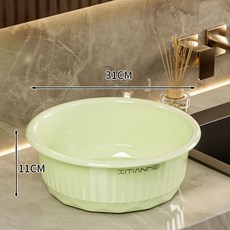 大號洗臉盆家用三件套洗菜盆子學生宿舍高顏值加厚洗衣洗腳塑料盆, [霧苔綠-小號]加厚抗摔盆, 1個