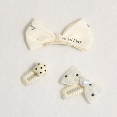 드림계곡 심플 리본 강아지 헤어핀 3p, 1개, 화이트