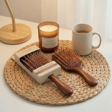 꿈꾸던라이프 호텔식 프리미엄 박달나무 헤어 빗 브러쉬, 1개, 브라운 사각형 빗