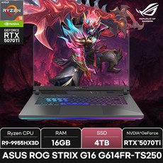 에이수스 2026 ROG 스트릭스 G16 라이젠9 라이젠 9000 시리즈 지포스 RTX 5070 Ti, G614FR-TS250, WIN11 Home, 32GB, 4TB, 이클립스 그레이