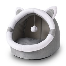 可水洗貓窩 貓咪睡窩 寵物床, 1個, 貓耳,S
