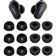 ALXCD 보스 QuietComfort 이어버드 II 2022와 호환되는 폼 이어팁 M 사이즈 소프트 메모리 이어 팁 6쌍 Bose ii 호환 블랙 159078, L