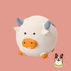 派派寵物館 狗狗環保乳膠發聲玩具 可愛仿真造型 耐咬互動寵物玩具, 1個, 小圓牛