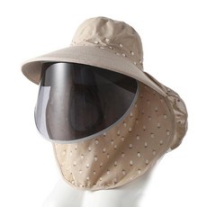 여성용 여름용 넓은챙 자외선차단 햇빛가리개 모자, 성인 56-58cm, 1개, 베이지옐로우 + 블랙