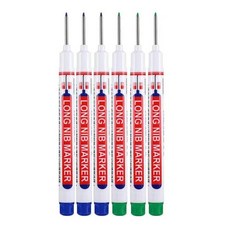 긴펜촉 마커 깊은 구멍 헤드 4 색 방수 목공 금속 도구 미술 용품 20mm 세트당 6 개, [10] 3 Blue 3 Green