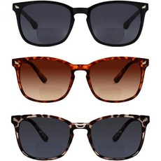 Yogo 비전 바이포컬 리딩 선글라스 남성 여성 클래식 레트로 UV400 선 리더 경량 아웃도어 안경, 3 Pack: Black, 2.25 x, 1개