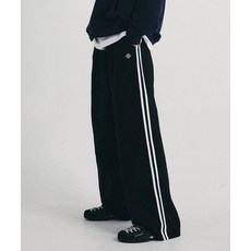 GAKKAI UNIONS 원턱 투 라인 와이드 스웨트팬츠 블랙 G77700077BK 401838