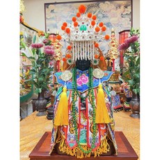 華誠 一尺三 媽祖 天上聖母 衣帽套裝 手工龍袍 披肩 肚兜 神明衣 神衣 龍袍 (不含神像 銅帽), 1個