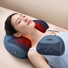 저주파 배개형 마사지기 목 어깨 허리마사지기 베개 안마기 다기능 바디 케어 안마기 USB 충전 국민 힐링케어 온열안마기, 푸른 색
