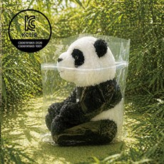 이케아 크라미그 팬더 동물인형 +선물백, 1개, 화이트 블랙, 30cm