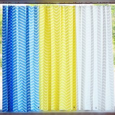 모던 디자인 샤워 커튼 욕실 커텐, 샤워커튼 블루, 1개