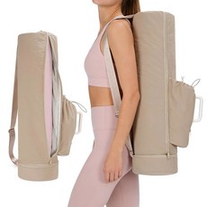 스포츠 뉴 퍼피 요가 매트 가방 짐 여성 남성용 풀집 테스 가방과 젖은 포켓 및 측면 지퍼 스트링 포켓이 있는 텀블러 퀵 액세스를 위한 보관함, Khaki