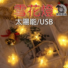 黑馬燈城 雪花LED燈串 裝飾氣氛燈, 1個, USB款(透明線),彩色
