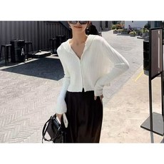 스타일 키 SK2514 여성 봄 가을 겨울 집업 니트후드 니트 가디건 스웨터 후드티