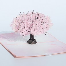 VITALO 3D 입체 팝업 축하카드 생일 기념일 메시지 카드 이벤트 선물 카드, 1개, 벚꽃나무