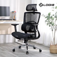 LOGIS 銀幻勁戰PRO 透氣全網椅 SGS認證 4D扶手 5D懸浮腰靠, 黑色『無腳抬』,組裝好