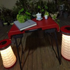 돈에이치 소형 아코디언 책상의자세트 레드