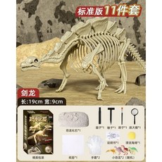 探祕恐龍 兒童挖掘化石 工具組 模擬考古玩具, 1個, 性價比款劍龍（化石+挖掘工具+清潔海