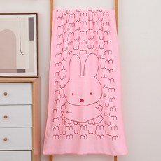 高陽卡通兒童浴巾 吸水速乾沙灘巾 成人家用浴巾, 1個, 淺粉色m兔,70*140
