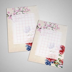 硬筆書寫用紙 初見直式56格書寫紙 56格/18入 A4 100g厚磅道林紙 鋼筆適用 獨家印製 硬筆書法 手寫溫度, 18個裝, 花團 直式 56 格 H56077