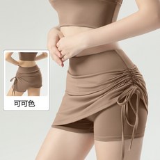 新款抽皺運動短裙女 高腰提臀 跑步防走光 假兩件 瑜伽健身褲 夏