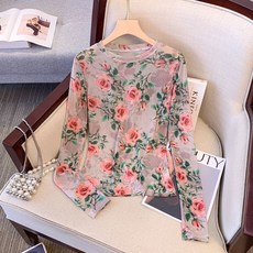 해피유통 여성 여름 디자인 나염 플라워 자외선차단 긴팔 티셔츠 jh lmy