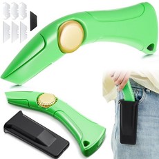 WILLBOND 후크 및 블레이드가 있는 튼튼한 고정 루핑 나이프 2팩 Navajas Para 카펫 루핑 나이프 및 건식 벽체 도구 홀스터 벨트 클립 유틸리티 비닐 카펫 지붕, 연한 녹색, 1