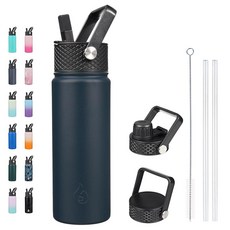 BJPKPK 6-in-1 풀 액세서리 스테인리스 워터보틀 1182ml 사쿠라, 네이비 블루