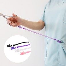 간호사 땡땡이 스프링 집게줄 간호사집게 간호사용품, 블랙