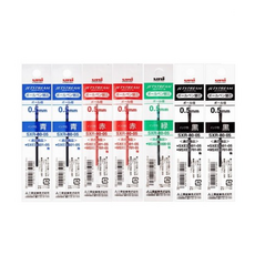 더주니 유니 제트스트림 다색 볼펜 리필심 0.5mm 2색 3색 4색 멀티펜 리필, 1개, 0.5mm 7개 세트 (흑2+청2+적2+녹1)