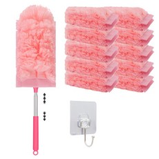 루메이크 길이조절 정전기 먼지흡착 먼지털이 고리 포함, 1세트, 핑크(본품1개+리필20개)