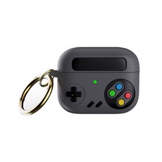 山水之寶 復古遊戲機造型耳機保護套 附扣環, 高級灰, 1個, Airpods Pro3