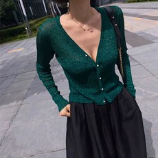 반짝이가디건 슬림 금색 금색 50Kg S 캐주얼