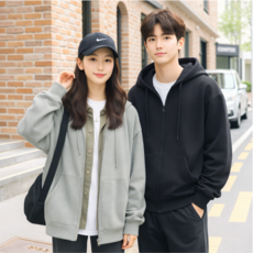 1+1(2장) 베이직 후드집업 6종 가벼운 간절기 잠바 커플 아우터 오버핏 봄 남여공용
