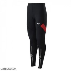Mizuno 男士緊身褲，全長型，吸汗快乾，彈性伸縮，黑色 [U2TB0G0509]