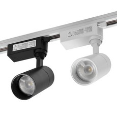 LED 원통 레일등 COB 스포트 10W 플리커프리 각도조절 집중형 스포트 레일조명, 블랙 전구색, 1개