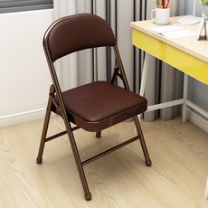 낮은의자 접이식 낚시 의자 카페 등받이 인테리어, 브라운 가죽 표면 스틸 보강 베이스 이중 스펀지