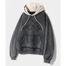 브랜드정품 디미트리 블랙 VLAD 컷오프 아플리케 슈팅 스타 후드 티셔츠_피그먼트 차콜&크림 226129