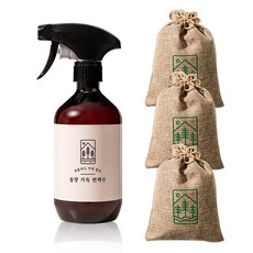 솔향가득 잎 편백수 피톤치드 스프레이 탈취제 + 편백큐브3개, 1개, 500ml