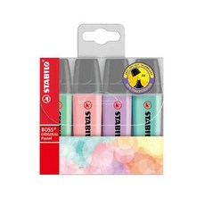 STABILO 德國思筆樂 BOSS ORIGINAL Pastel 波士馬卡龍色系經典螢光筆 4色/6色組 / 盒, 1個, 70/4-2-4色組