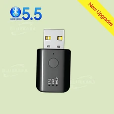 업그레이드 차량용 블루투스 5.4 FM 송신기 핸즈프리 통화 미니 USB 전원 키트 자동 스테레오 무선 오디오, 01 Bluetooth 5.5, 1개