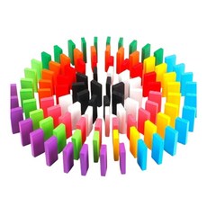 12色多米諾骨牌木頭100片入 多米諾積木 木製骨牌 彩色多米諾骨牌 攜帶型, 彩色, 1個