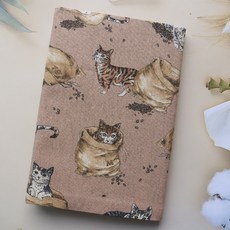 【麝香貓咪】書衣 書套 可調式 布書衣 A6 A5 B6 50K 25K 32K 20K 16K, 1個, 藍色底,A6