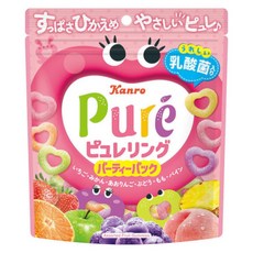 Kanro 甘樂 Pure Ring 蘇打派對包 草莓 + 橘子 + 青蘋果 + 葡萄 + 水蜜桃 + 鳳梨 風味, 1個, 156g