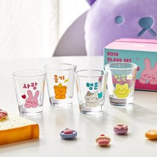 모던하우스 [버터샵] 시럽베어 밀크캣 버터군 스크래빗 유리 소주잔 4P SET 452339
