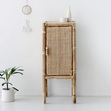 마켓비 LIDEN 긴세로 1문 수납장 350850 라탄 VD303013, 혼합색상