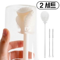 깔끔더하기 실리콘 세척솔 텀블러 보온병 다용도 세척 브러쉬, 2세트, 화이트